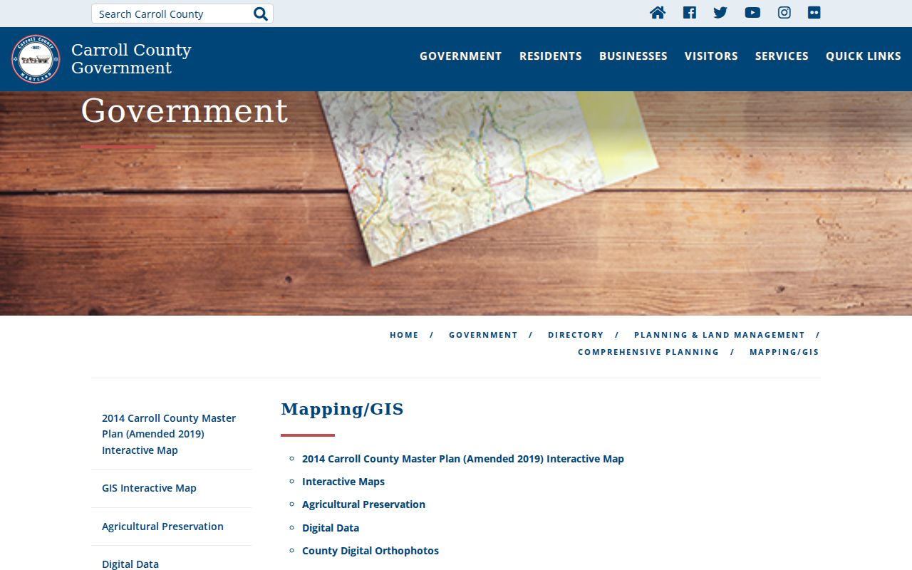 Eldersburg public records on the Carroll County mapping and GIS page
